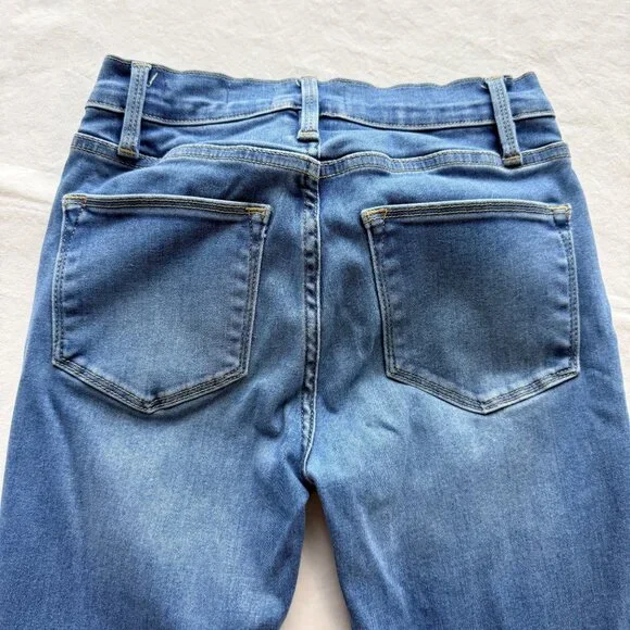 Frame Denim Le High Flare Jeans Light Wash Distressed Hem Size 24 - Picture 11 of 11